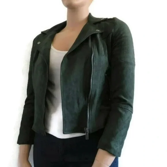 KUT from the KLOTH Jeans Women Quinn Vegan Suede Moto Jacket Top Size XS NWT - Picture 2 of 9